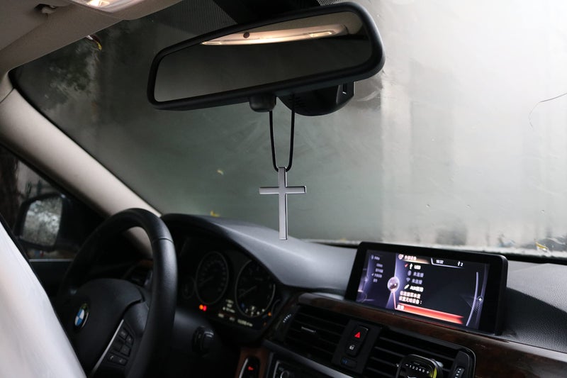 Fsforcar Cross Hanging Ornaments for Car Rear View Mirror  Cross Metal Car Charm  Pendant Decoration for Car  Truck  Home Decor (Sliver) - Image 3